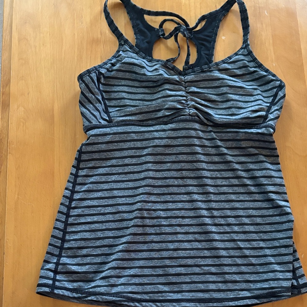 Prana Black and Gray Striped Tank Top